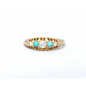 Diamond and turquoise ring