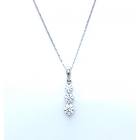 Three stone diamond drop pendant