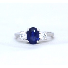 Sapphire and diamond three stone ring