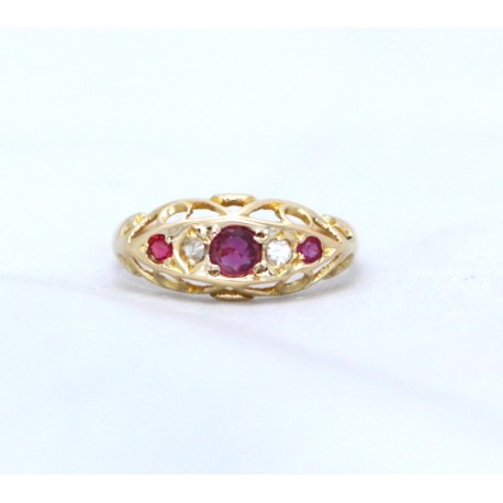 Ruby and diamond Edwardian ring