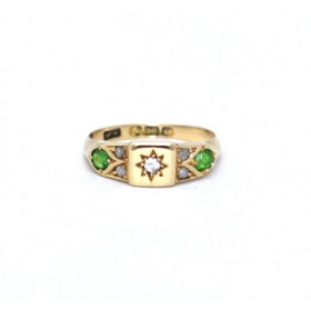 Demantoid Garnet and diamond ring