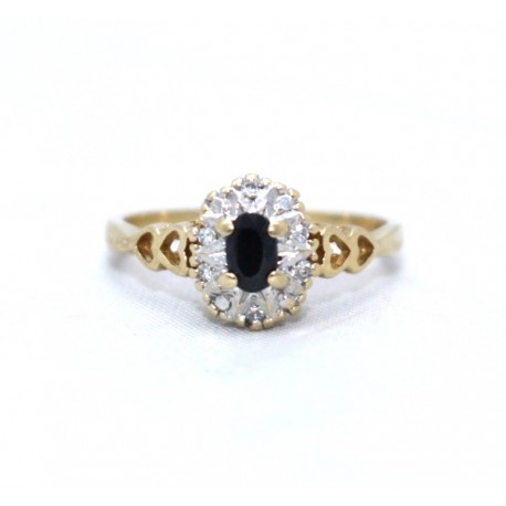 Sapphire and diamond cluster ring