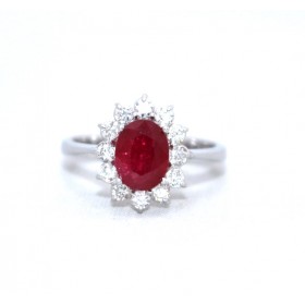 Ruby and diamond cluster ring