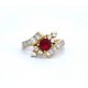 Unusual shape ruby and diamond cluster ring