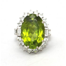 Large peridot cluster ring