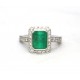 Emerald and diamond cluster ring