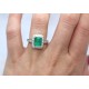 Emerald and diamond cluster ring