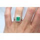 Emerald and diamond cluster ring