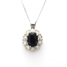 Sapphire and diamond cluster pendant