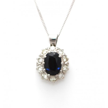 Sapphire and diamond cluster pendant