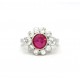 Ruby and diamond cluster ring