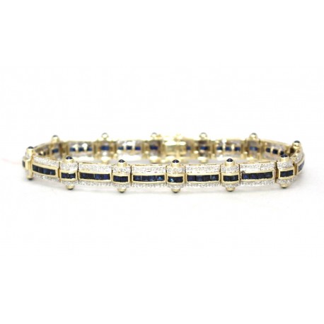 Sapphire and diamond line bracelet