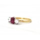 Ruby and diamond three stone ring