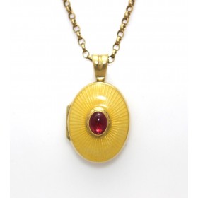 Ruby and enamel locket