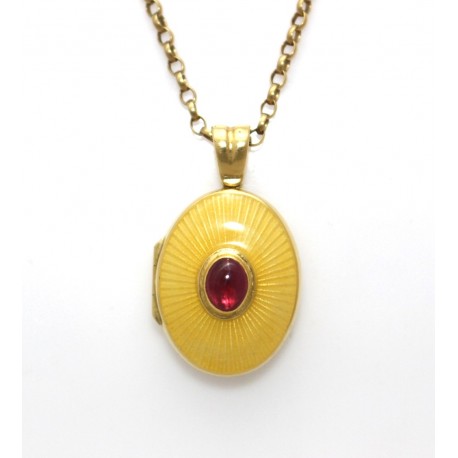 Ruby and enamel locket