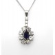 Sapphire and diamond cluster drop pendant