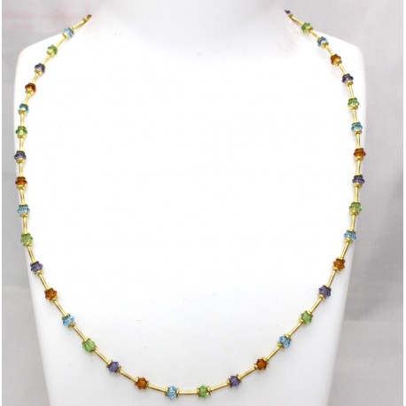 Multi-stone gold necklace