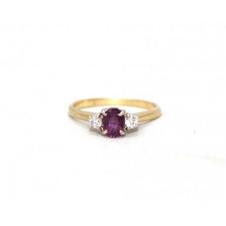 Ruby and diamond three stone ring