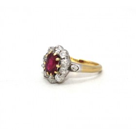 Ruby and diamond cluster ring