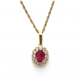 Ruby and diamond cluster pendant