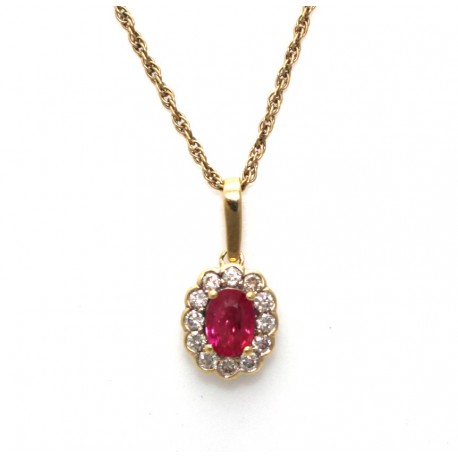 Ruby and diamond cluster pendant