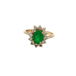 Emerald and Diamond Cluster Ring.