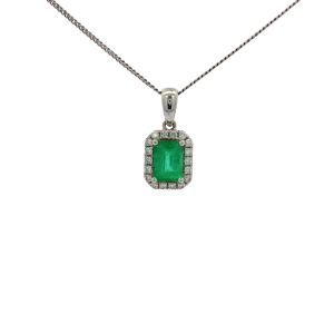 Emerald and Diamond Cluster Pendant.